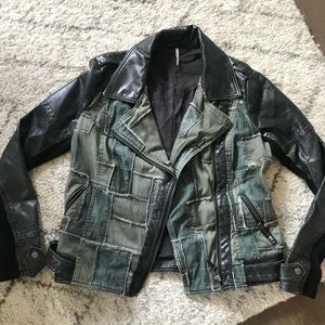 Free People Patchwork Moto Jacket
